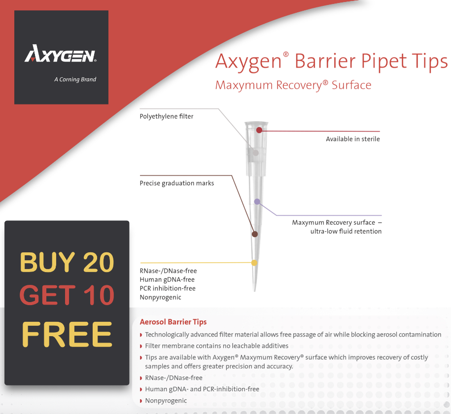 Axygen, Filter tips, Maxymum Recovery filter tips, Promotion 